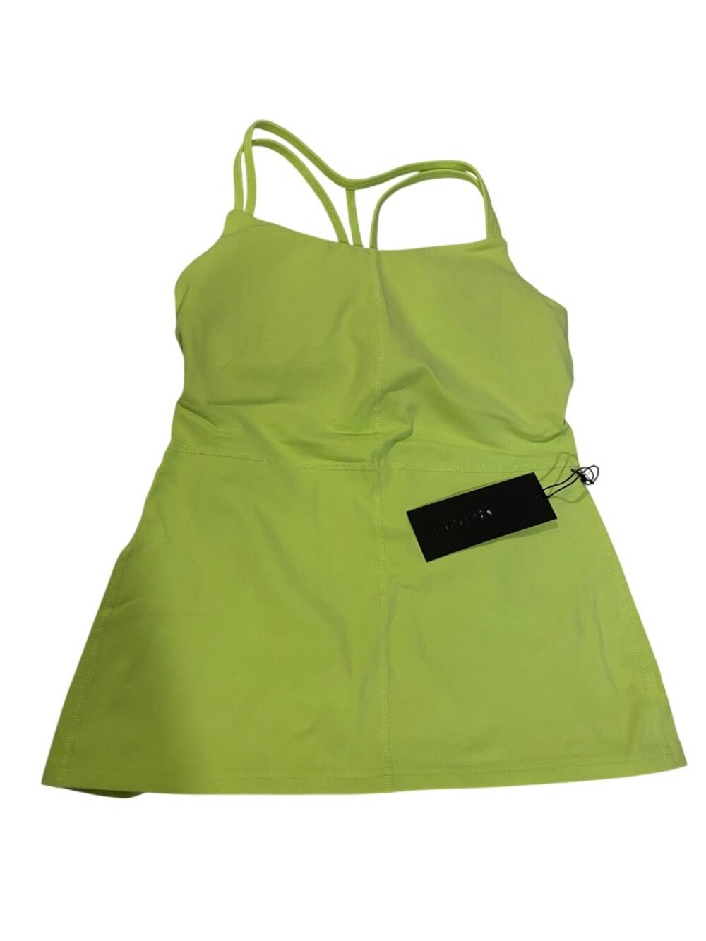 Karma Alexandra Lime Green & Brown Strappy Tank Dress Large (run small) built in